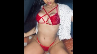 Latina with big ass rides a dildo with her pussy dripping💦