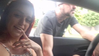 Wife goes to the street in a dress and asks strangers on the street for information to show off her cleavage.