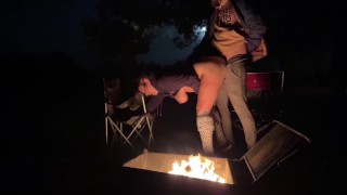 Using My Pussy in a Public Park! Rough Sex Next The Fire in the Open!